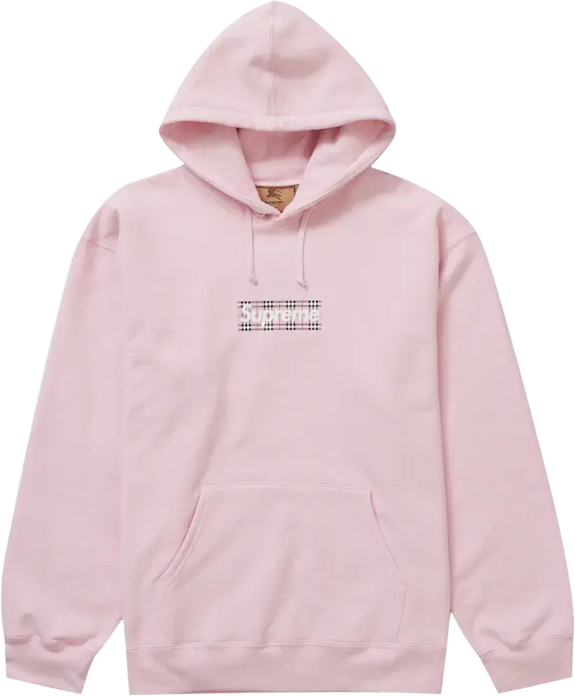 Supreme Burberry Box Logo Hooded Sweatshirt Light Pink (US L)
